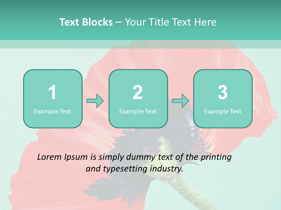 A Red Flower On A Blue Background With A Green Border PowerPoint Template