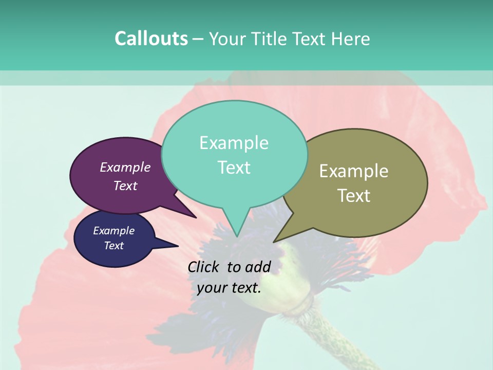 A Red Flower On A Blue Background With A Green Border PowerPoint Template