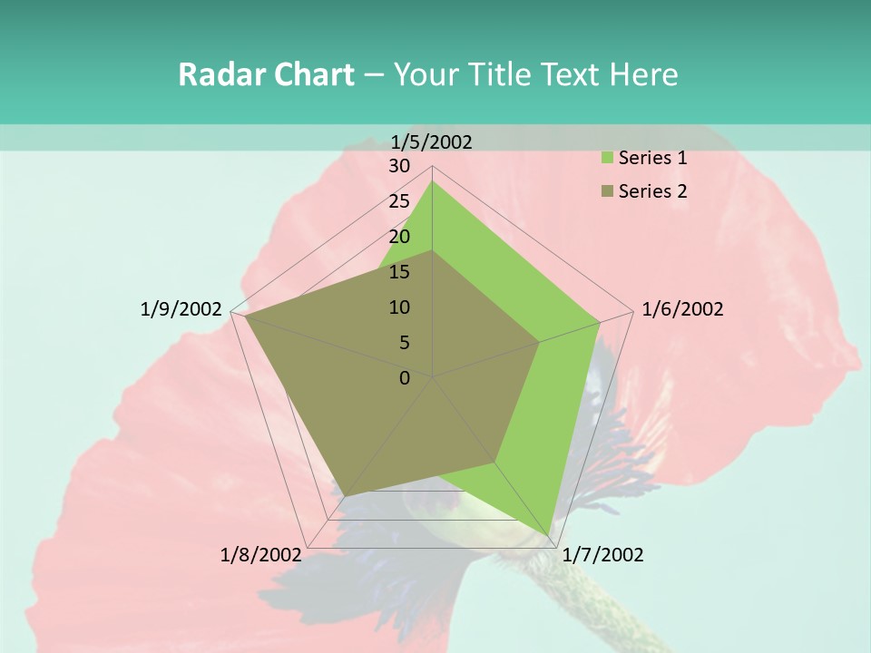 A Red Flower On A Blue Background With A Green Border PowerPoint Template