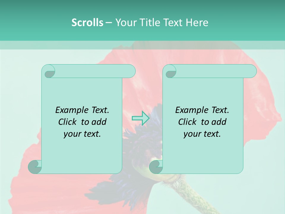 A Red Flower On A Blue Background With A Green Border PowerPoint Template