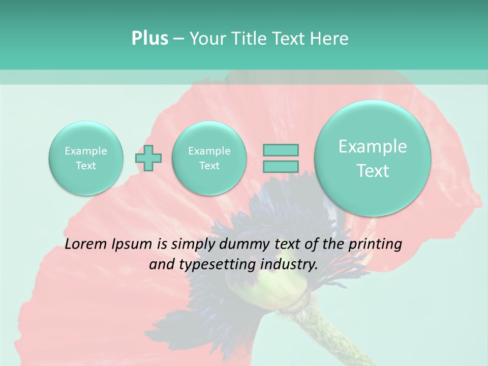 A Red Flower On A Blue Background With A Green Border PowerPoint Template