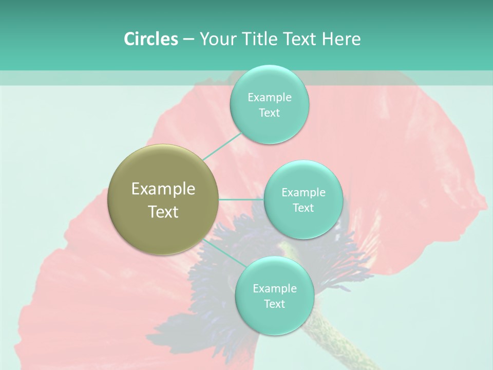 A Red Flower On A Blue Background With A Green Border PowerPoint Template