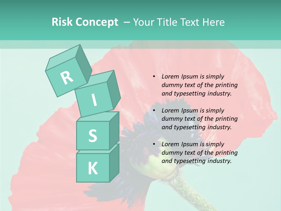 A Red Flower On A Blue Background With A Green Border PowerPoint Template