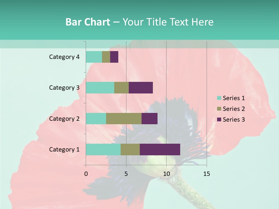A Red Flower On A Blue Background With A Green Border PowerPoint Template