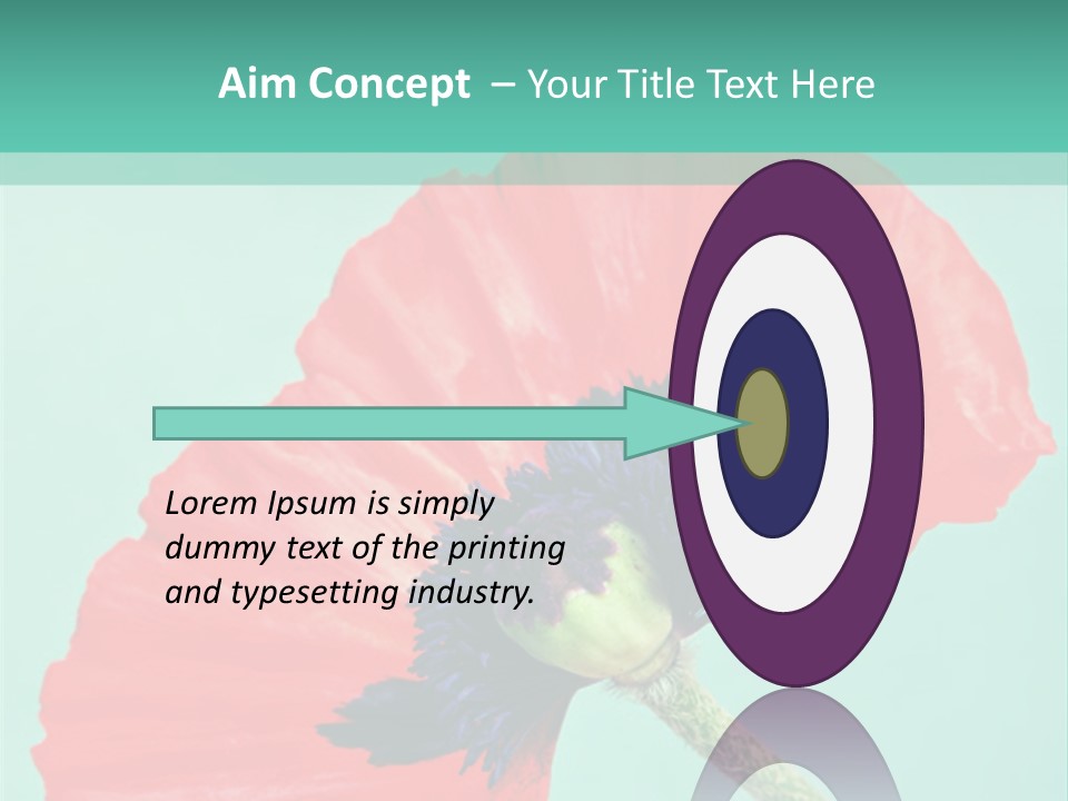 A Red Flower On A Blue Background With A Green Border PowerPoint Template