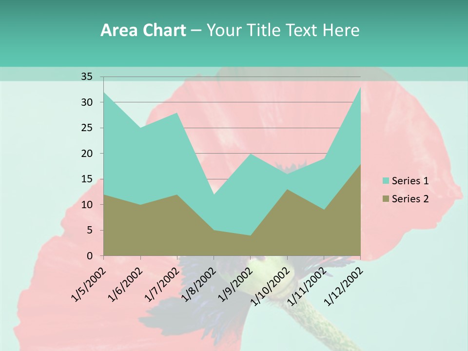 A Red Flower On A Blue Background With A Green Border PowerPoint Template
