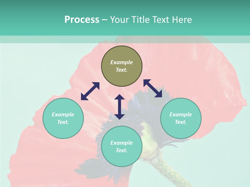 A Red Flower On A Blue Background With A Green Border PowerPoint Template