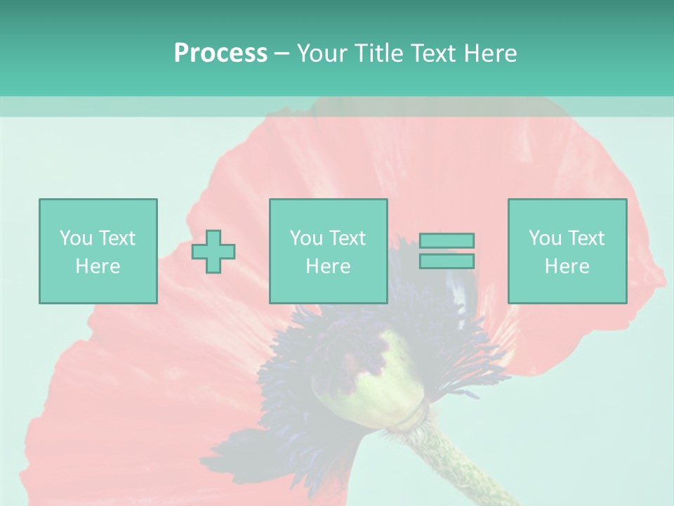 A Red Flower On A Blue Background With A Green Border PowerPoint Template