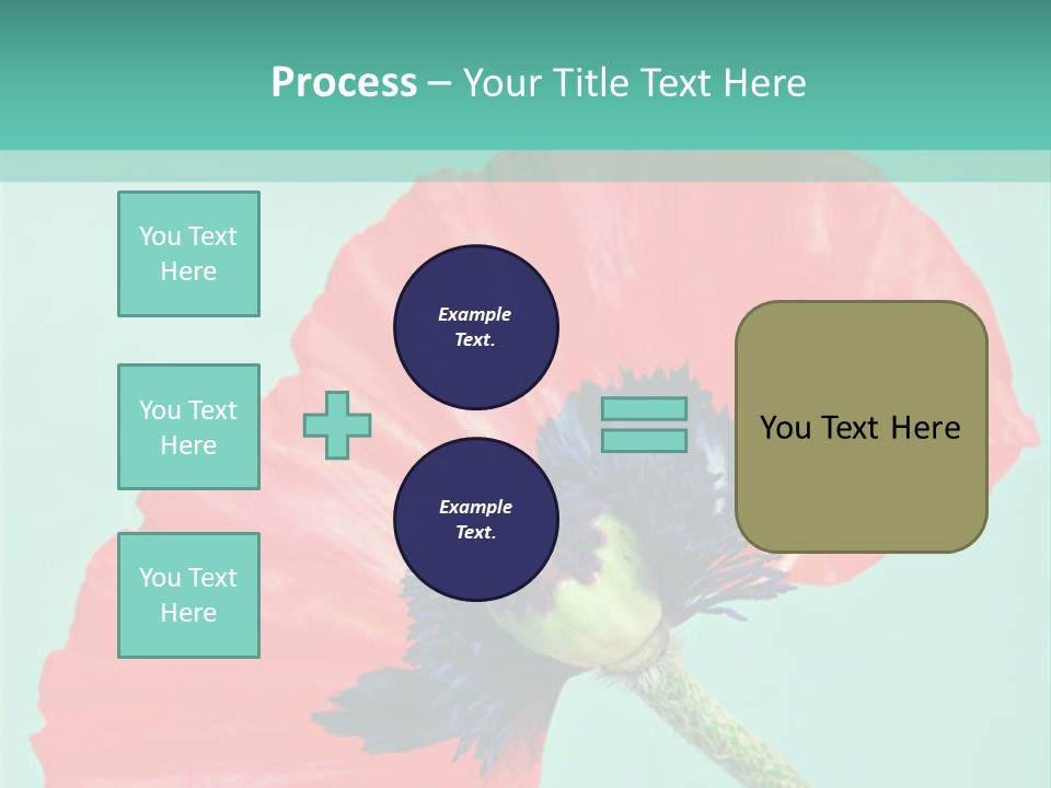 A Red Flower On A Blue Background With A Green Border PowerPoint Template