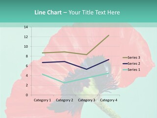 A Red Flower On A Blue Background With A Green Border PowerPoint Template