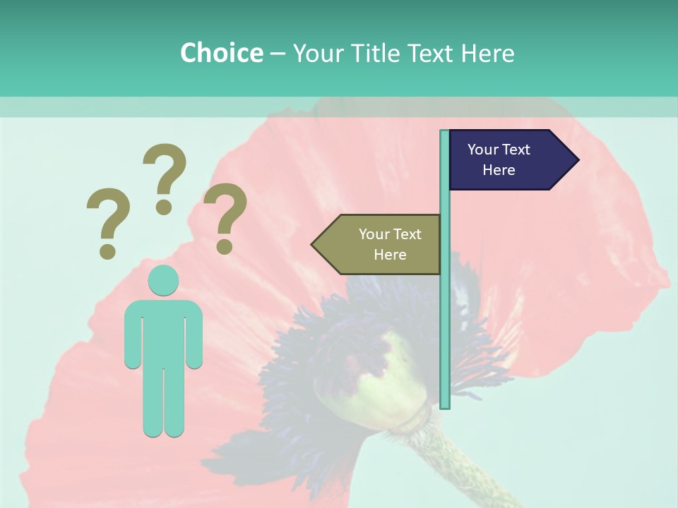 A Red Flower On A Blue Background With A Green Border PowerPoint Template