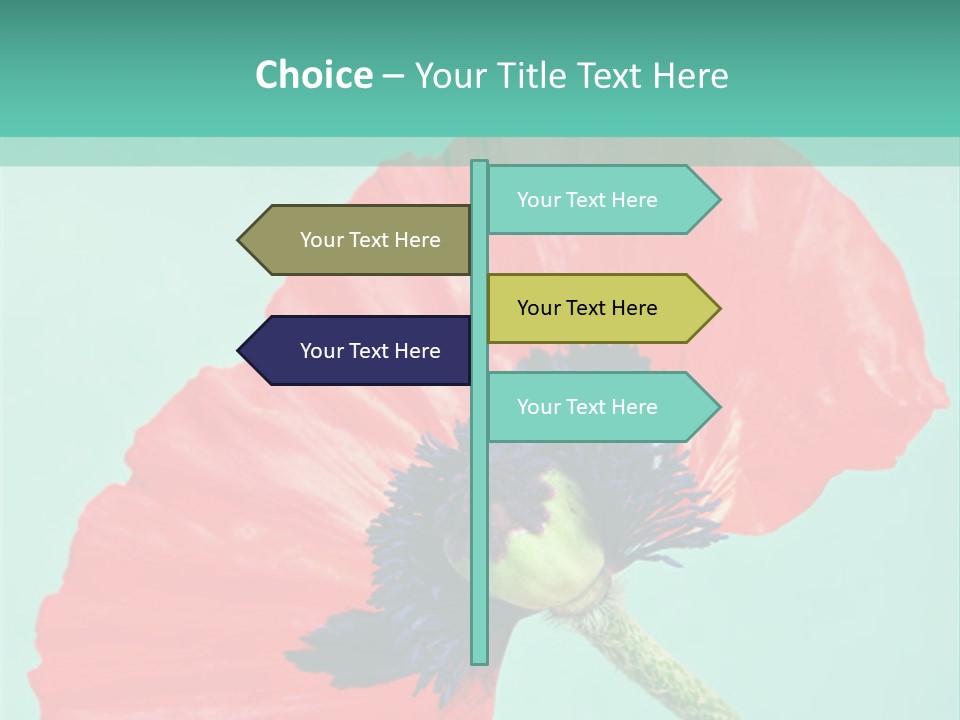 A Red Flower On A Blue Background With A Green Border PowerPoint Template