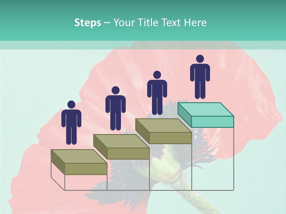 A Red Flower On A Blue Background With A Green Border PowerPoint Template