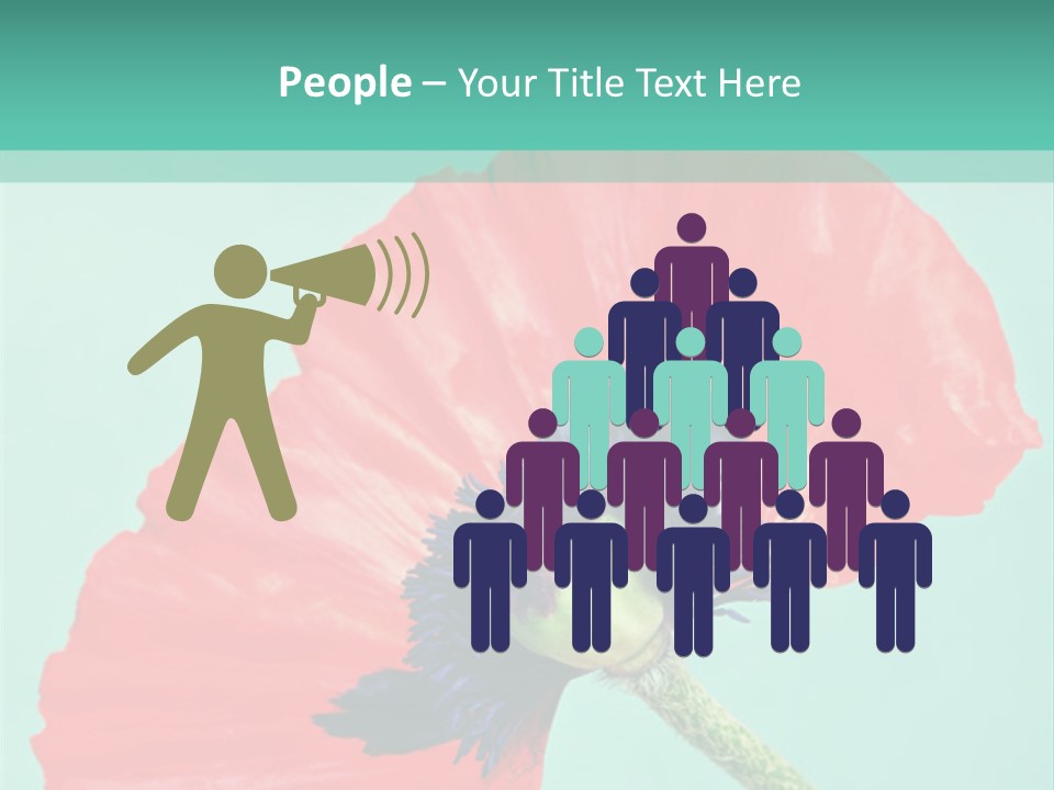 A Red Flower On A Blue Background With A Green Border PowerPoint Template