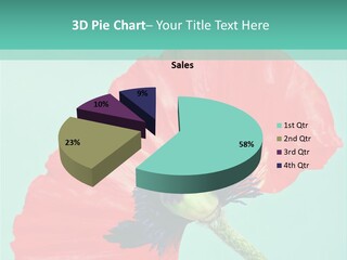 A Red Flower On A Blue Background With A Green Border PowerPoint Template