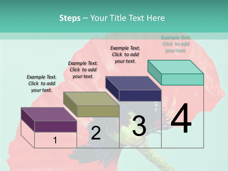 A Red Flower On A Blue Background With A Green Border PowerPoint Template