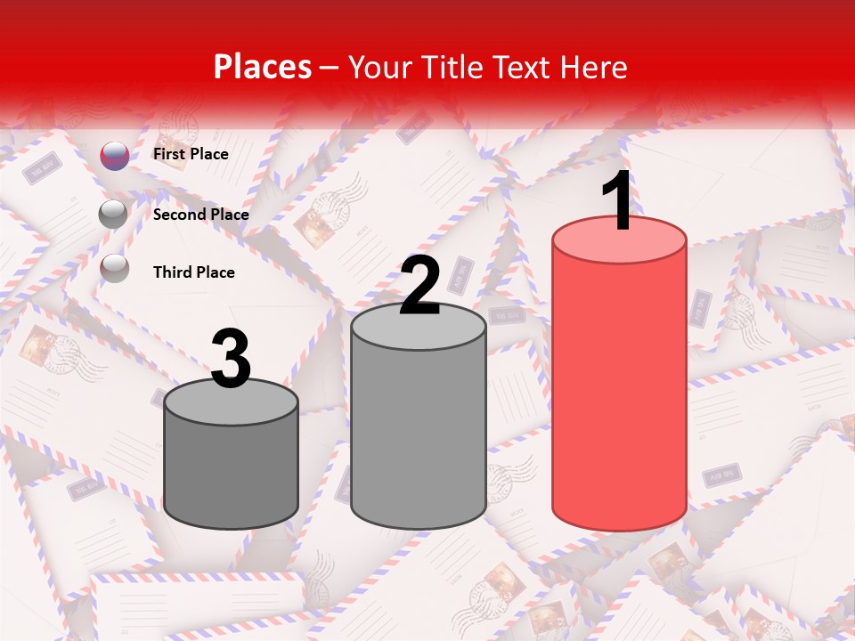 A Pile Of Mail Envelopes With A Red Ribbon PowerPoint Template