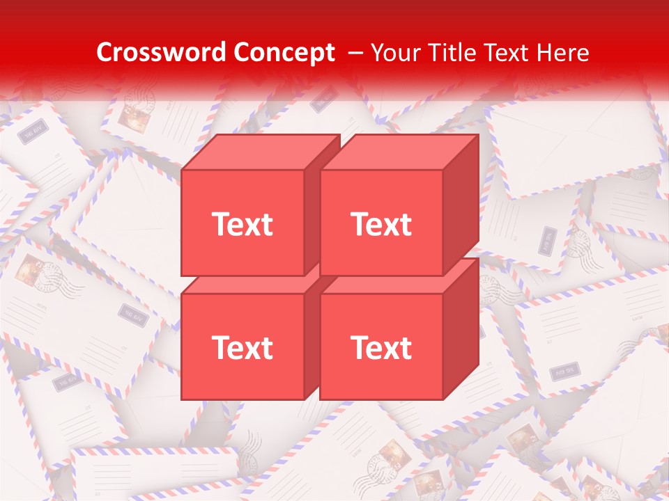 A Pile Of Mail Envelopes With A Red Ribbon PowerPoint Template