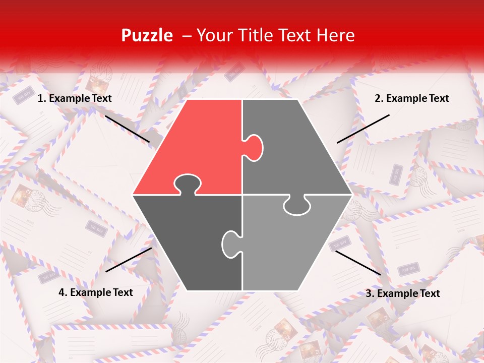 A Pile Of Mail Envelopes With A Red Ribbon PowerPoint Template