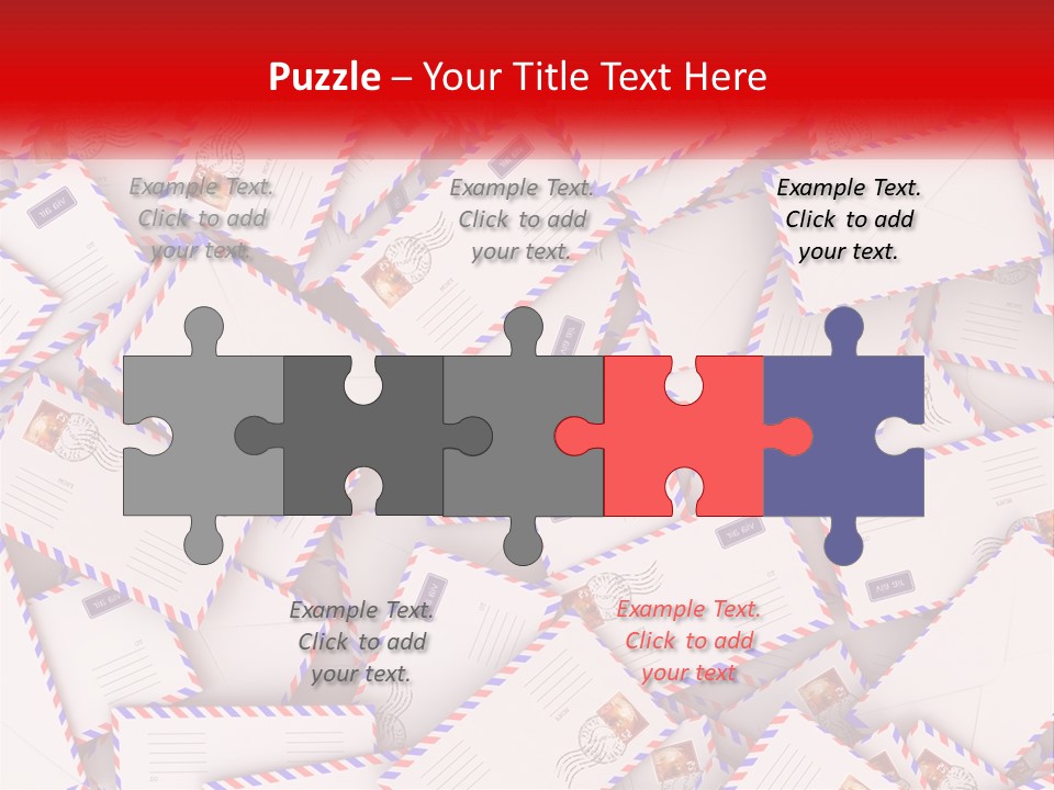 A Pile Of Mail Envelopes With A Red Ribbon PowerPoint Template