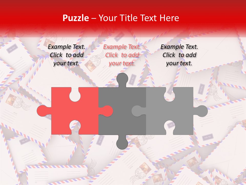 A Pile Of Mail Envelopes With A Red Ribbon PowerPoint Template