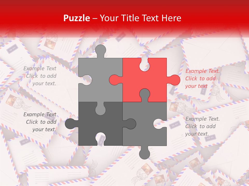 A Pile Of Mail Envelopes With A Red Ribbon PowerPoint Template