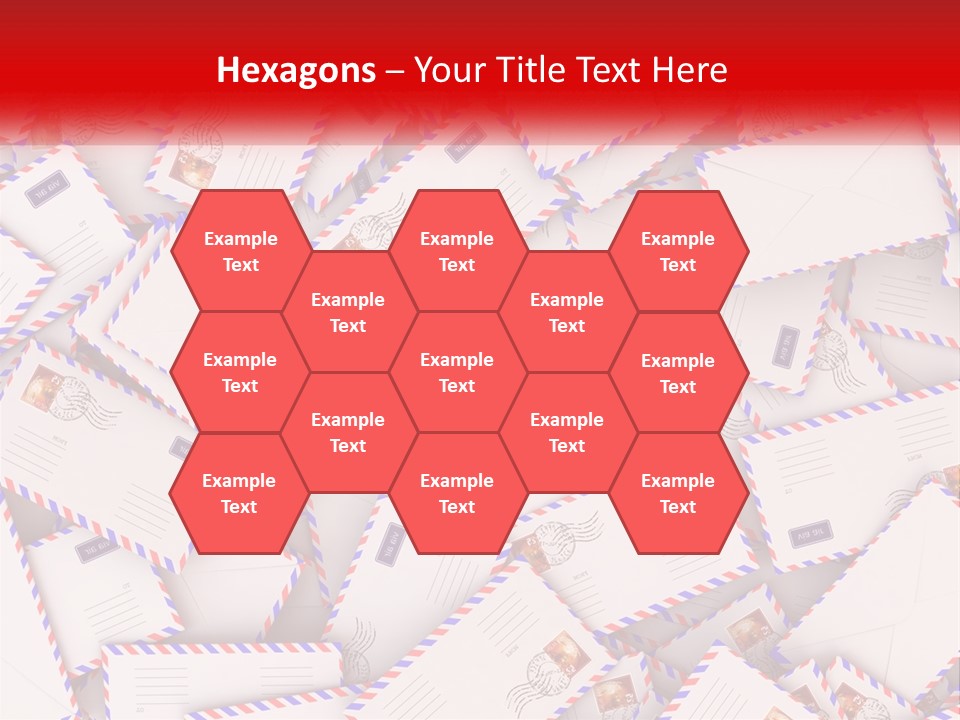A Pile Of Mail Envelopes With A Red Ribbon PowerPoint Template