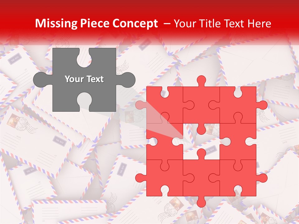 A Pile Of Mail Envelopes With A Red Ribbon PowerPoint Template