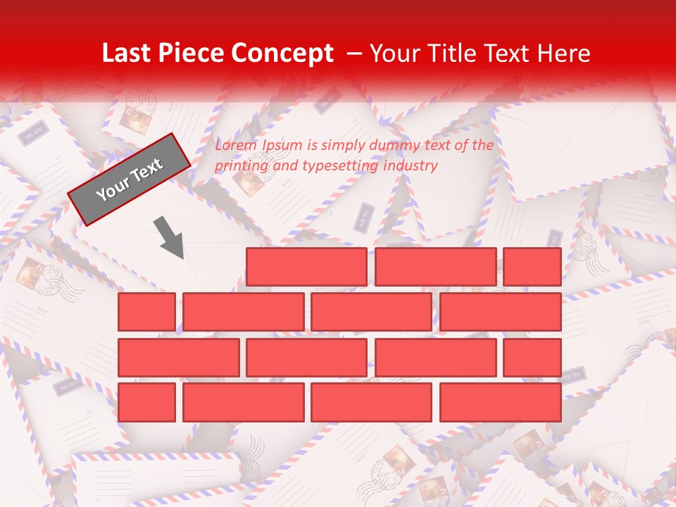 A Pile Of Mail Envelopes With A Red Ribbon PowerPoint Template