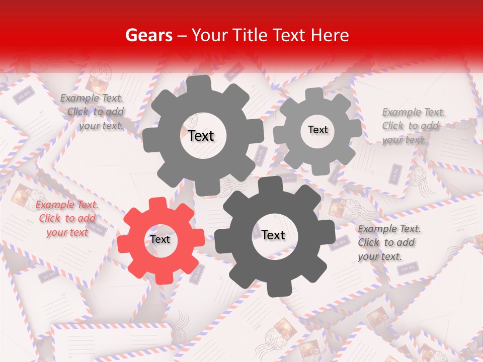 A Pile Of Mail Envelopes With A Red Ribbon PowerPoint Template