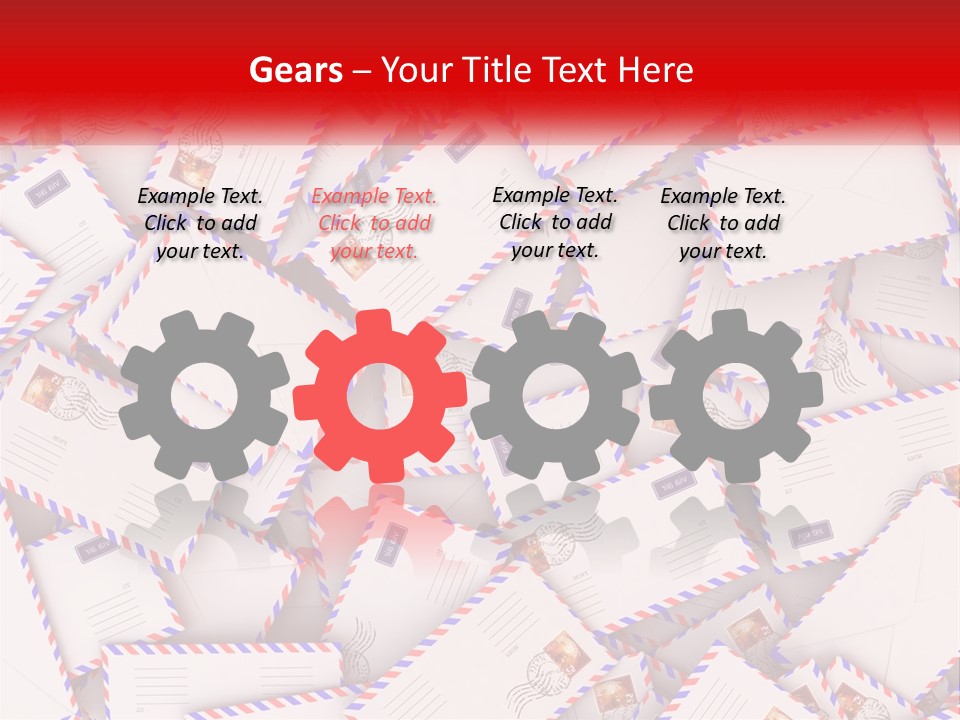 A Pile Of Mail Envelopes With A Red Ribbon PowerPoint Template