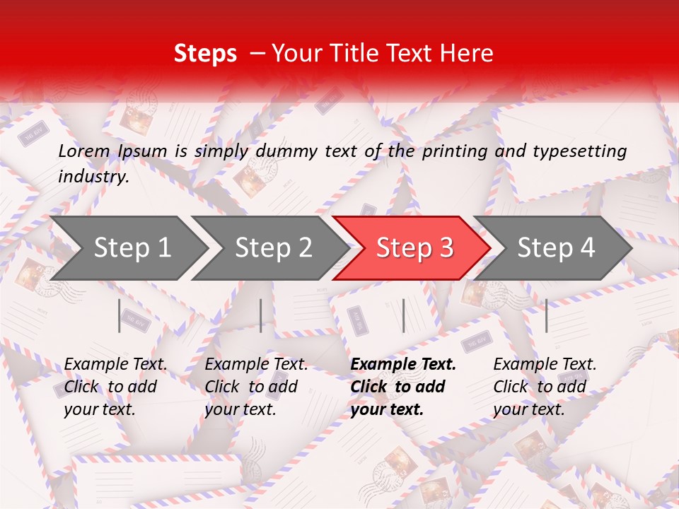 A Pile Of Mail Envelopes With A Red Ribbon PowerPoint Template
