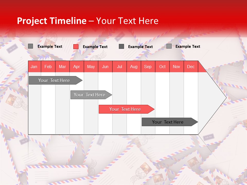 A Pile Of Mail Envelopes With A Red Ribbon PowerPoint Template