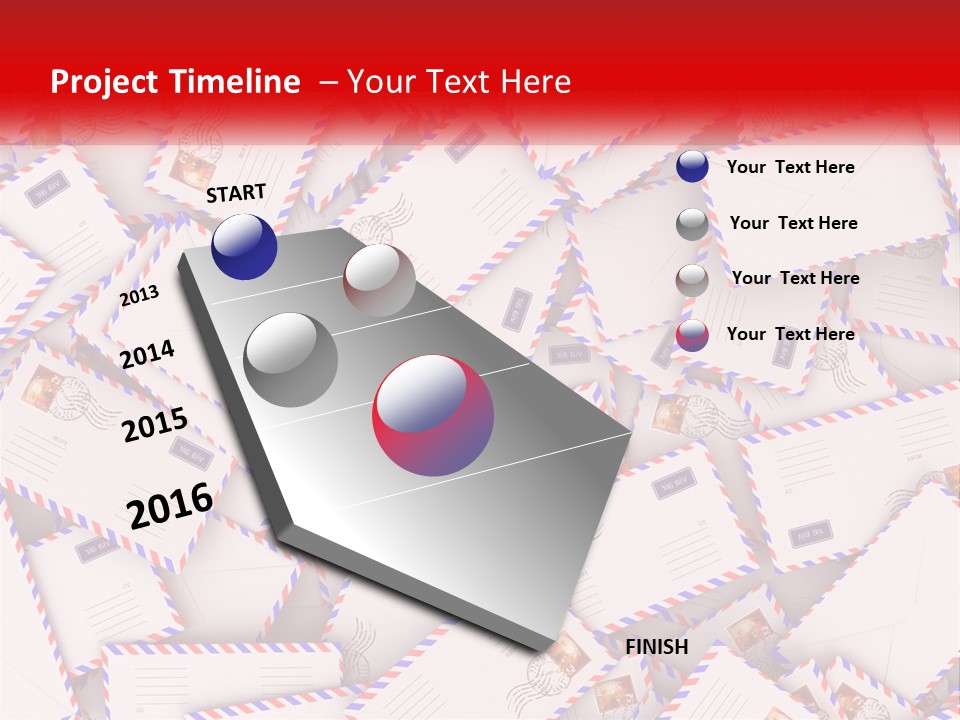 A Pile Of Mail Envelopes With A Red Ribbon PowerPoint Template