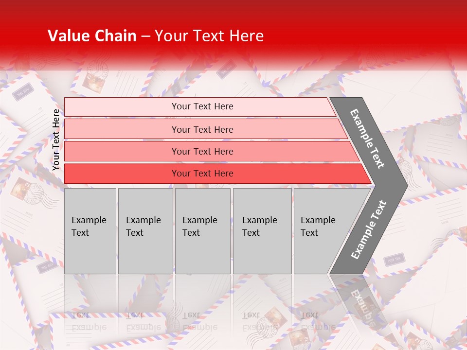 A Pile Of Mail Envelopes With A Red Ribbon PowerPoint Template