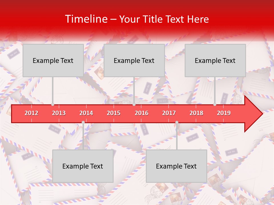 A Pile Of Mail Envelopes With A Red Ribbon PowerPoint Template