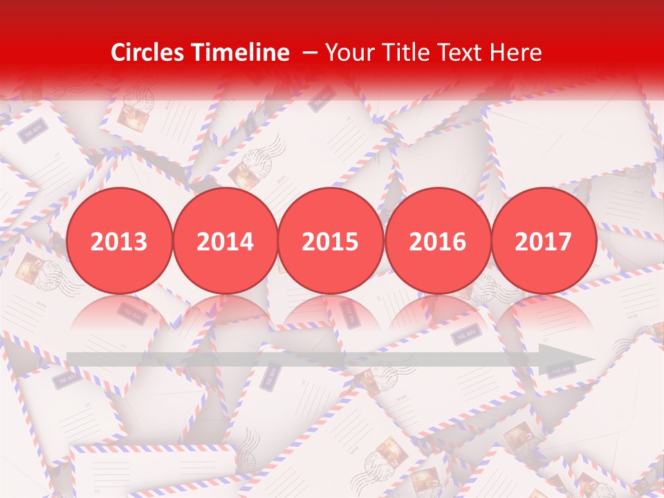 A Pile Of Mail Envelopes With A Red Ribbon PowerPoint Template