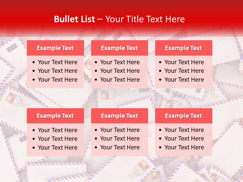 A Pile Of Mail Envelopes With A Red Ribbon PowerPoint Template