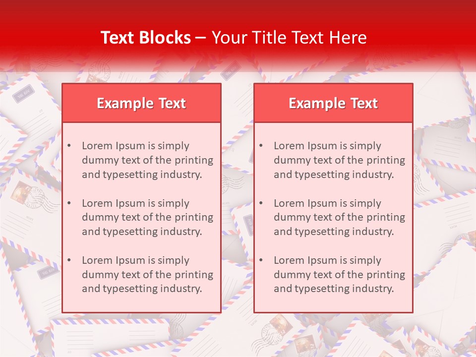 A Pile Of Mail Envelopes With A Red Ribbon PowerPoint Template