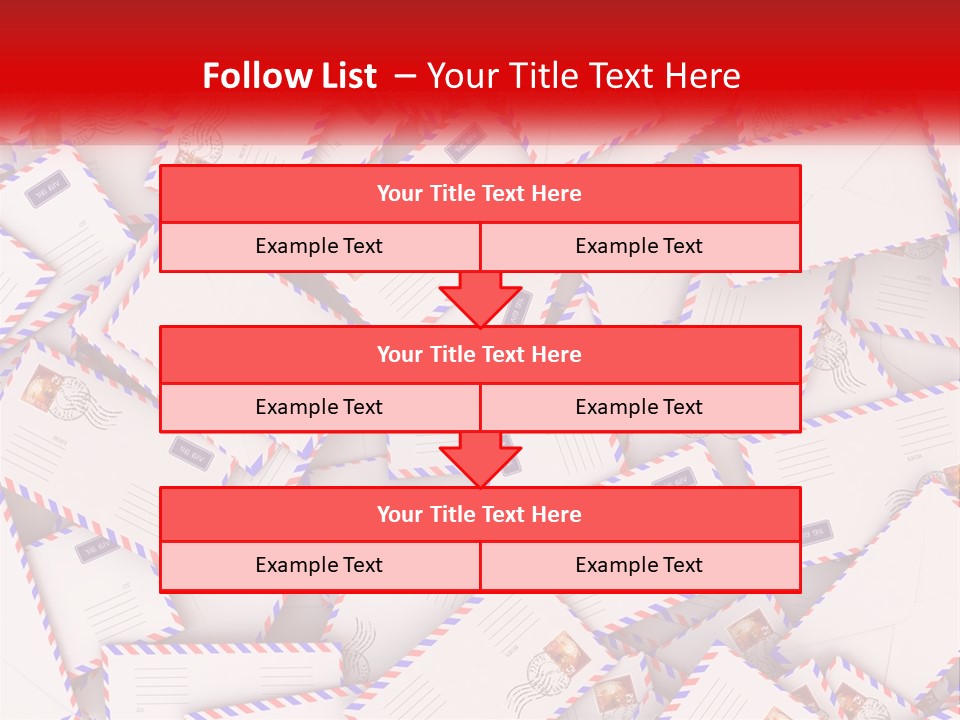 A Pile Of Mail Envelopes With A Red Ribbon PowerPoint Template