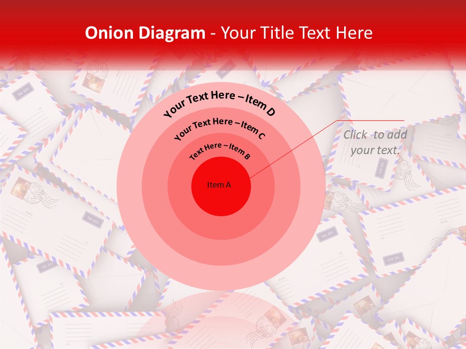 A Pile Of Mail Envelopes With A Red Ribbon PowerPoint Template