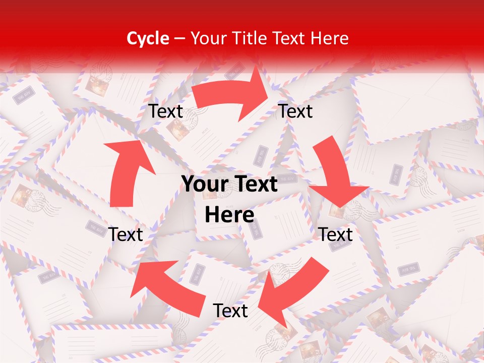 A Pile Of Mail Envelopes With A Red Ribbon PowerPoint Template