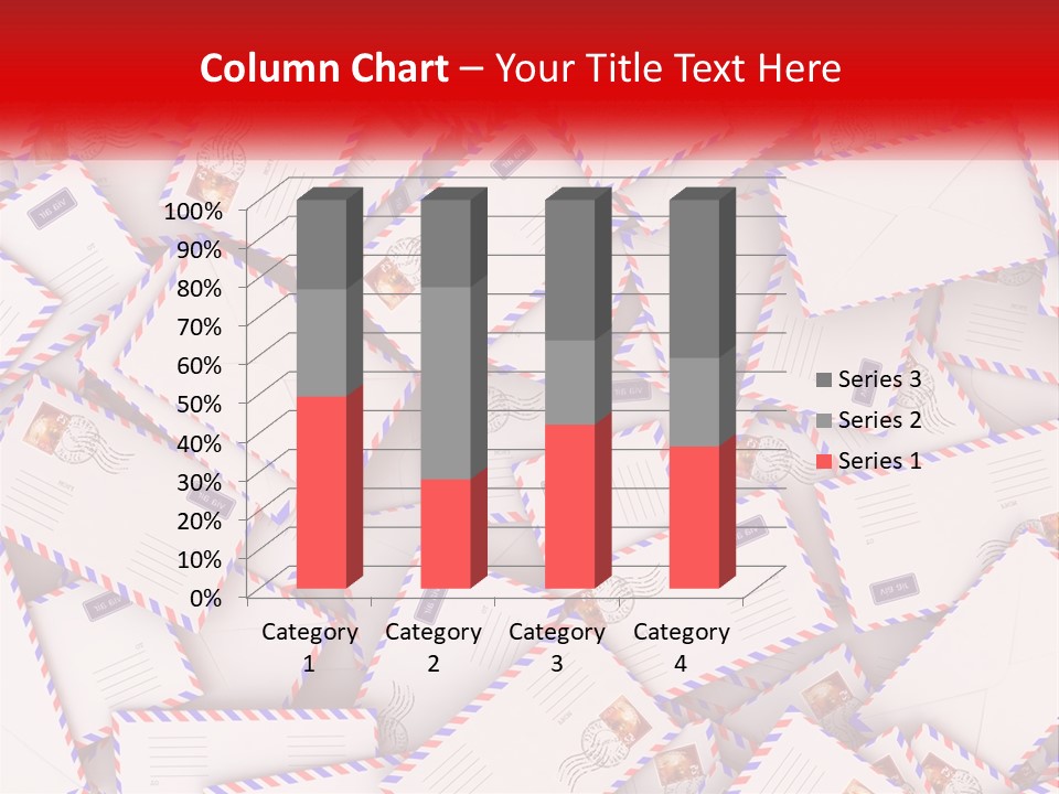 A Pile Of Mail Envelopes With A Red Ribbon PowerPoint Template