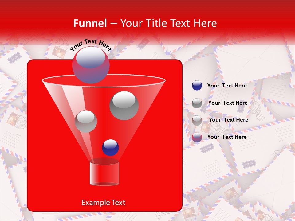 A Pile Of Mail Envelopes With A Red Ribbon PowerPoint Template