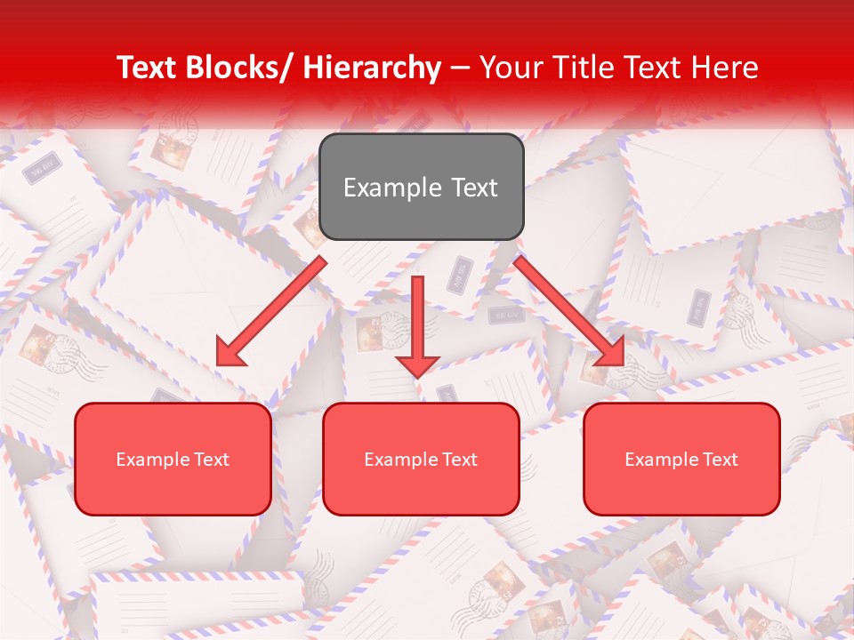 A Pile Of Mail Envelopes With A Red Ribbon PowerPoint Template