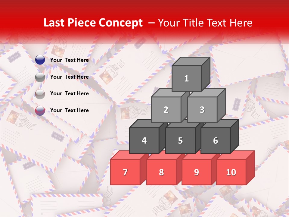 A Pile Of Mail Envelopes With A Red Ribbon PowerPoint Template