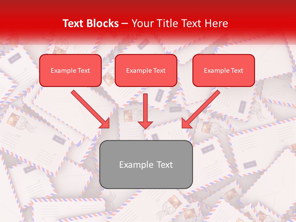 A Pile Of Mail Envelopes With A Red Ribbon PowerPoint Template