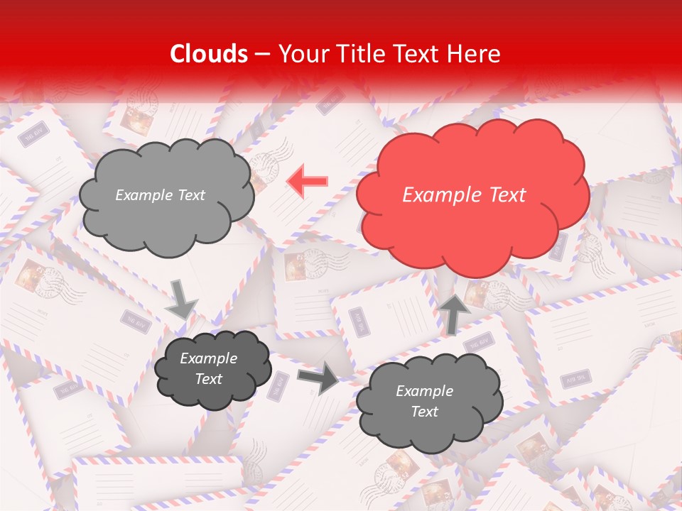 A Pile Of Mail Envelopes With A Red Ribbon PowerPoint Template