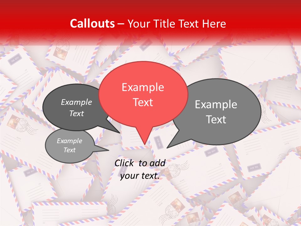 A Pile Of Mail Envelopes With A Red Ribbon PowerPoint Template