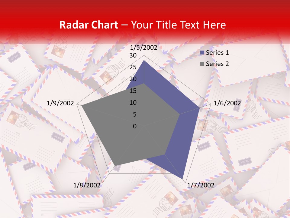 A Pile Of Mail Envelopes With A Red Ribbon PowerPoint Template